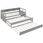 Divano Letto con Due Letti Estraibili e Scaffali, Struttura per Divano Letto in Legno con Design di Ricarica USB e 1 Luce Gratis,