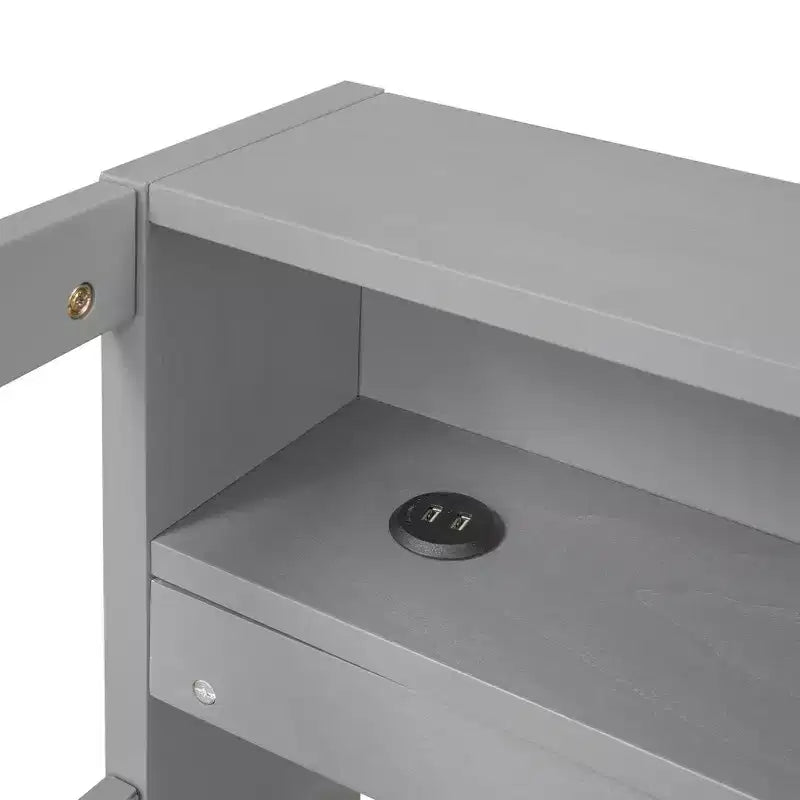 Divano Letto con Due Letti Estraibili e Scaffali, Struttura per Divano Letto in Legno con Design di Ricarica USB e 1 Luce Gratis,