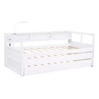Divano Letto con Due Letti Estraibili e Scaffali, Struttura per Divano Letto in Legno con Design di Ricarica USB e 1 Luce Gratis,