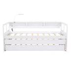 Divano Letto con Due Letti Estraibili e Scaffali, Struttura per Divano Letto in Legno con Design di Ricarica USB e 1 Luce Gratis,