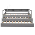 Divano Letto con Due Letti Estraibili e Scaffali, Struttura per Divano Letto in Legno con Design di Ricarica USB e 1 Luce Gratis,