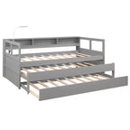 Divano Letto con Due Letti Estraibili e Scaffali, Struttura per Divano Letto in Legno con Design di Ricarica USB e 1 Luce Gratis,