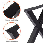 Set di 2 gambe da tavolo in acciaio, gambe da tavolo da pranzo a forma di X per carichi pesanti, supporto per mobili in stile industriale, quattro cuscinetti protettivi per pavimenti per tavoli da lavoro
