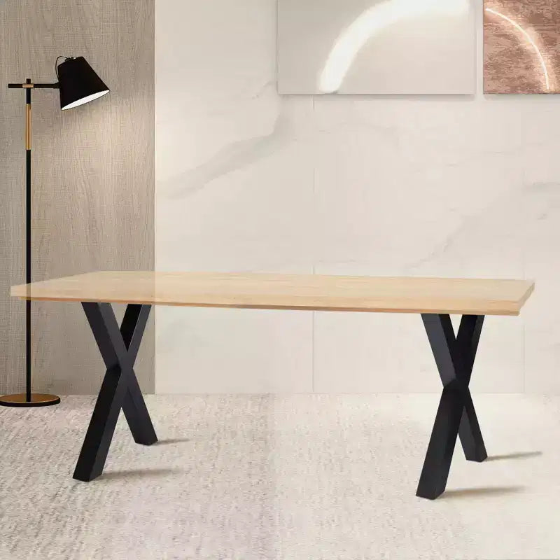 Set di 2 gambe da tavolo in acciaio, gambe da tavolo da pranzo a forma di X per carichi pesanti, supporto per mobili in stile industriale, quattro cuscinetti protettivi per pavimenti per tavoli da lavoro
