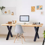 Set di 2 gambe da tavolo in acciaio, gambe da tavolo da pranzo a forma di X per carichi pesanti, supporto per mobili in stile industriale, quattro cuscinetti protettivi per pavimenti per tavoli da lavoro