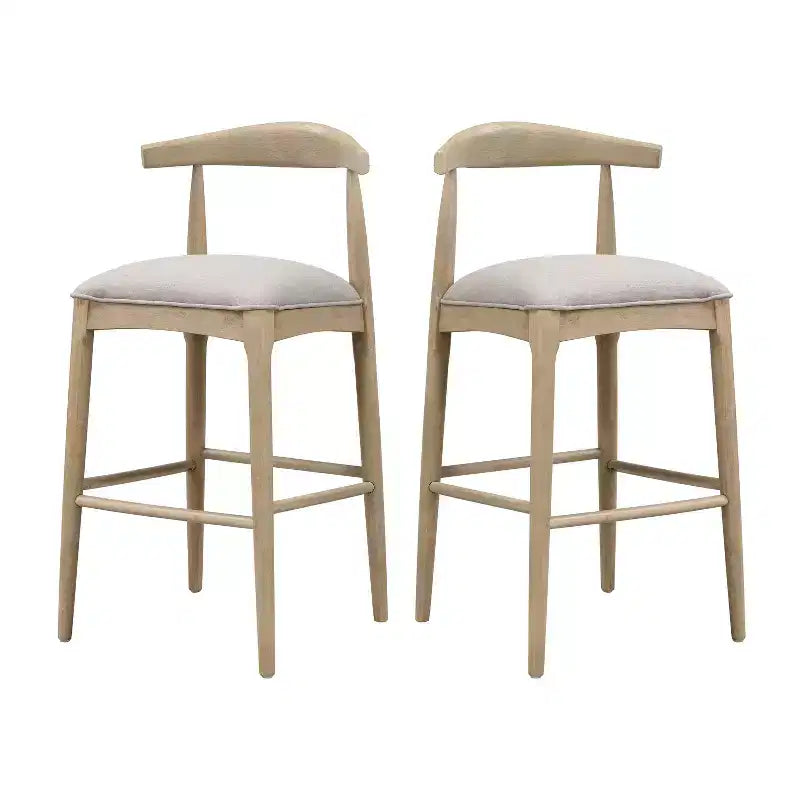 Sgabelli da bar imbottiti Christopher Knight Home Nyra in legno di gomma in stile Mid-Century Modern (set da 2)