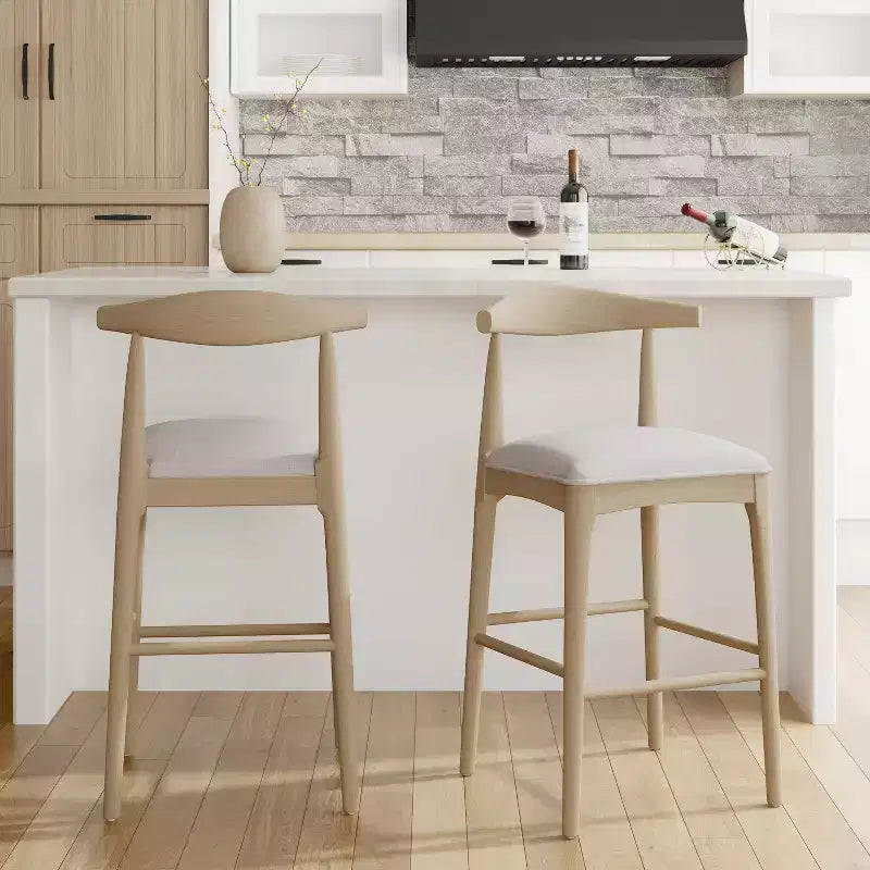 Sgabelli da bar imbottiti Christopher Knight Home Nyra in legno di gomma in stile Mid-Century Modern (set da 2)