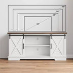 Mobile TV, porta TV da 58 pollici per TV da 65 pollici, mobile TV con ante scorrevoli in stile rustico, consolle multimediale industriale, credenza portaoggetti per soggiorno