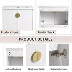 Mobile bagno moderno con lavabo in ceramica, ante con chiusura ammortizzata e finitura bianco lucido antigraffio.