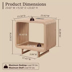 Tavolino con Stazione di Ricarica, Comodino in Legno da 60 cm con Ripiano Aperto, Tavolino Moderno per Soggiorno, Camera da Letto