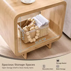 Tavolino con Stazione di Ricarica, Comodino in Legno da 60 cm con Ripiano Aperto, Tavolino Moderno per Soggiorno, Camera da Letto