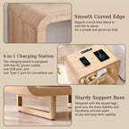 Tavolino con Stazione di Ricarica, Comodino in Legno da 60 cm con Ripiano Aperto, Tavolino Moderno per Soggiorno, Camera da Letto