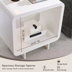 Tavolino con Stazione di Ricarica, Comodino in Legno da 60 cm con Ripiano Aperto, Tavolino Moderno per Soggiorno, Camera da Letto
