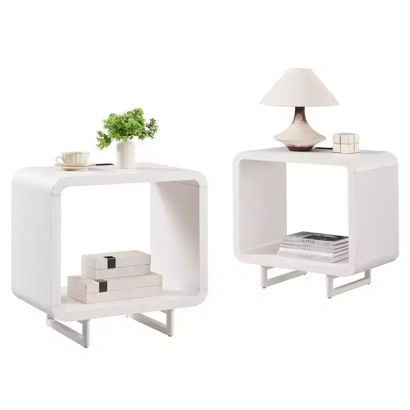 Tavolino con Stazione di Ricarica, Comodino in Legno da 60 cm con Ripiano Aperto, Tavolino Moderno per Soggiorno, Camera da Letto