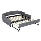 Divano Letto Tappezzato a Grandezza Naturale con Letto Estraibile e Design di Ricarica USB, Letto Estraibile Piatto o Verticale, Grigio
