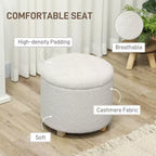 Pouf rotondo da 18 pollici con contenitore, poggiapiedi con coperchio in pile Teddy trapuntato a bottoni per soggiorno e corridoio