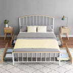 GustoWave Letto in metallo moderno con 4 cassetti contenitore, Classico letto a piattaforma in metallo, Silenzioso