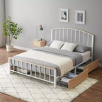 GustoWave Letto in metallo moderno con 4 cassetti contenitore, Classico letto a piattaforma in metallo, Silenzioso