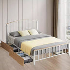 GustoWave Letto in metallo moderno con 4 cassetti contenitore, Classico letto a piattaforma in metallo, Silenzioso