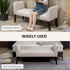Panca da camera imbottita con design capitonné a bottoni, panca da fondo letto con braccioli e gambe in legno massello