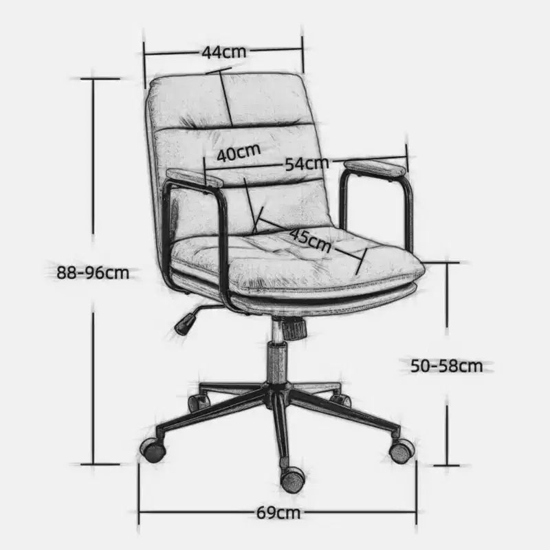 Sedia da ufficio MAYEERTY Mid-Back - in pelle PU, ergonomica, braccioli imbottiti, reclinabile a 40 gradi, girevole con rotelle