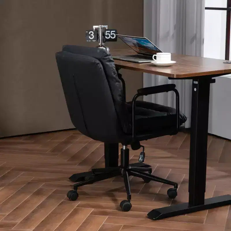 Sedia da ufficio MAYEERTY Mid-Back - in pelle PU, ergonomica, braccioli imbottiti, reclinabile a 40 gradi, girevole con rotelle