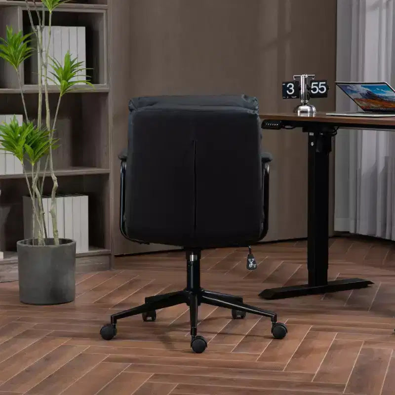 Sedia da ufficio MAYEERTY Mid-Back - in pelle PU, ergonomica, braccioli imbottiti, reclinabile a 40 gradi, girevole con rotelle