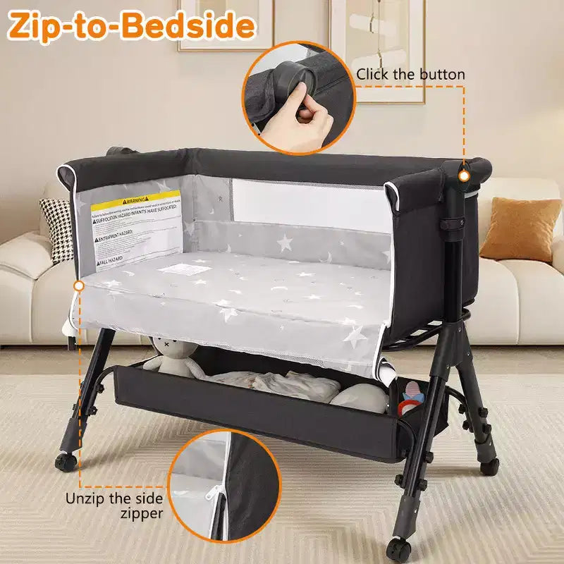 Kmaier Culla per neonati 3 in 1, culla da comodino, facile da montare e piegare, culla portatile