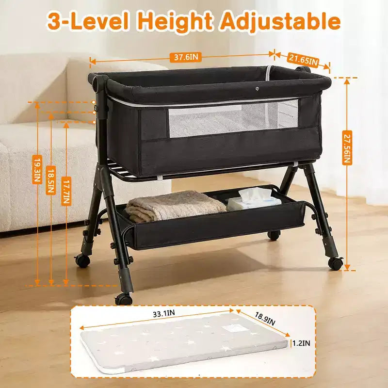 Kmaier Culla per neonati 3 in 1, culla da comodino, facile da montare e piegare, culla portatile