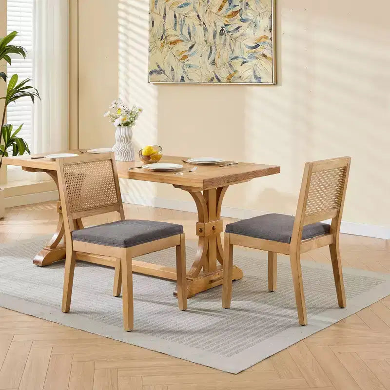 MAYEERTY Sedie da pranzo decorazione francese - Stile Luigi, schienale quadrato, struttura in legno massello intagliato, set da 2
