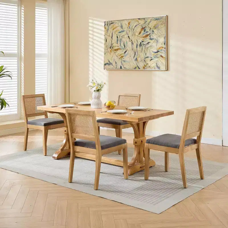MAYEERTY Sedie da pranzo decorazione francese - Stile Luigi, schienale quadrato, struttura in legno massello intagliato, set da 2