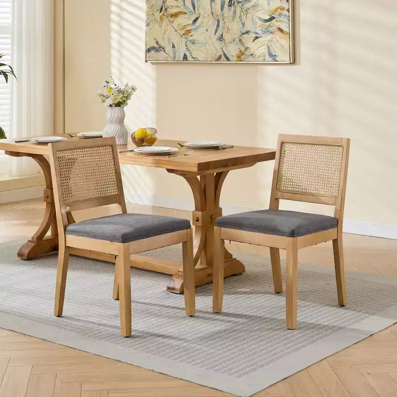 MAYEERTY Sedie da pranzo decorazione francese - Stile Luigi, schienale quadrato, struttura in legno massello intagliato, set da 2