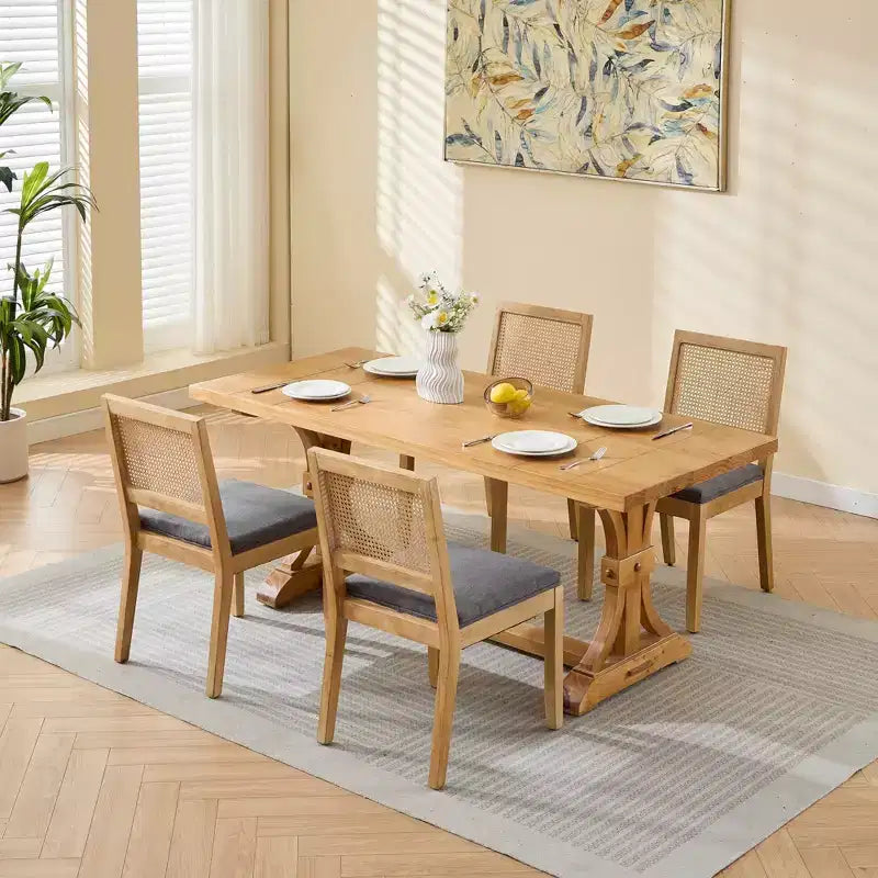 MAYEERTY Sedie da pranzo decorazione francese - Stile Luigi, schienale quadrato, struttura in legno massello intagliato, set da 2