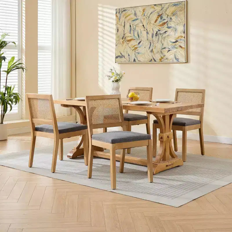 MAYEERTY Sedie da pranzo decorazione francese - Stile Luigi, schienale quadrato, struttura in legno massello intagliato, set da 2
