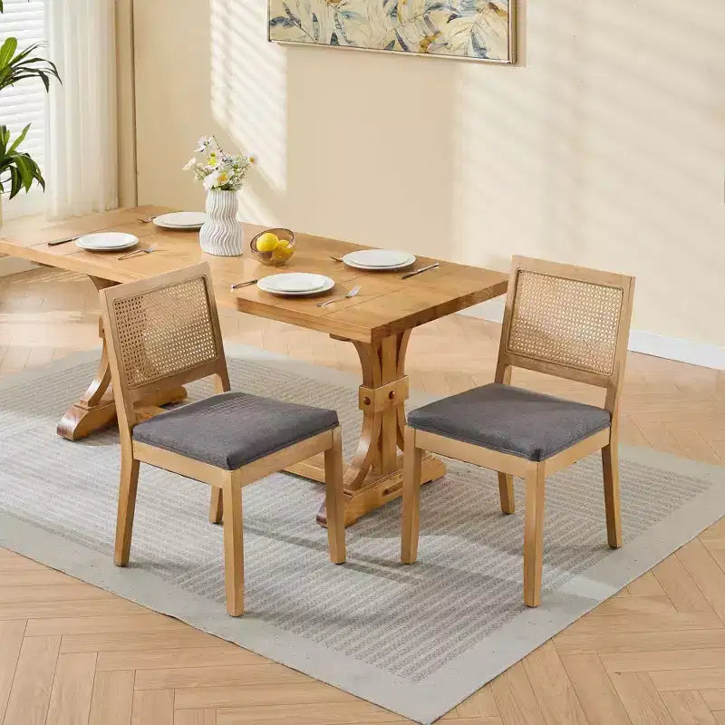 MAYEERTY Sedie da pranzo decorazione francese - Stile Luigi, schienale quadrato, struttura in legno massello intagliato, set da 2