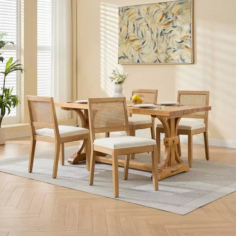 MAYEERTY Sedie da pranzo decorazione francese - Stile Luigi, schienale quadrato, struttura in legno massello intagliato, set da 2
