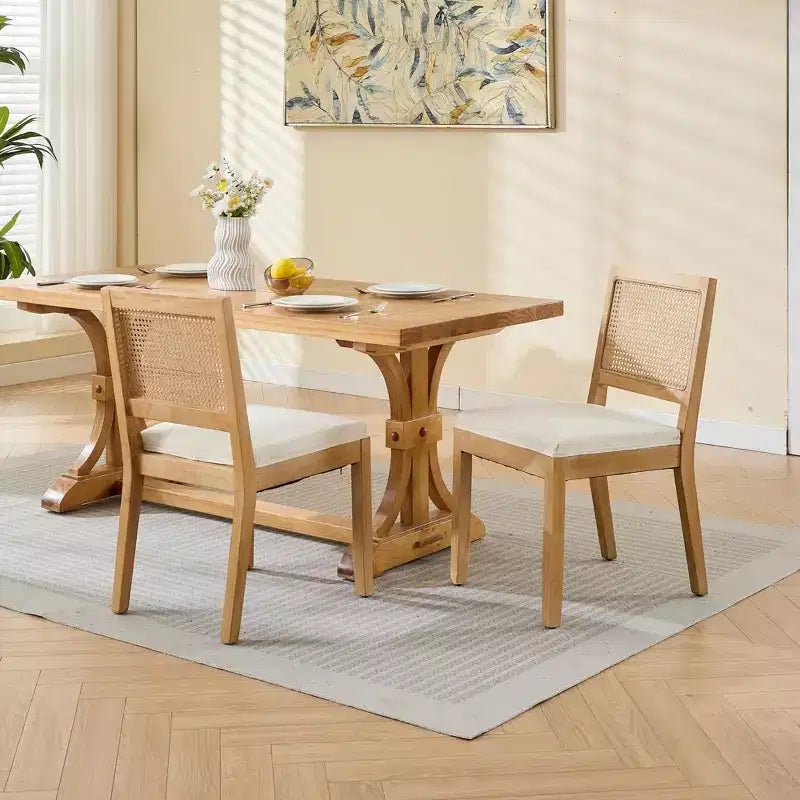 MAYEERTY Sedie da pranzo decorazione francese - Stile Luigi, schienale quadrato, struttura in legno massello intagliato, set da 2
