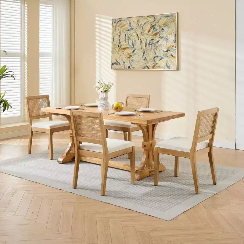 MAYEERTY Sedie da pranzo decorazione francese - Stile Luigi, schienale quadrato, struttura in legno massello intagliato, set da 2