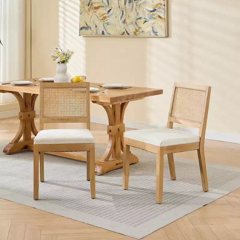 MAYEERTY Sedie da pranzo decorazione francese - Stile Luigi, schienale quadrato, struttura in legno massello intagliato, set da 2