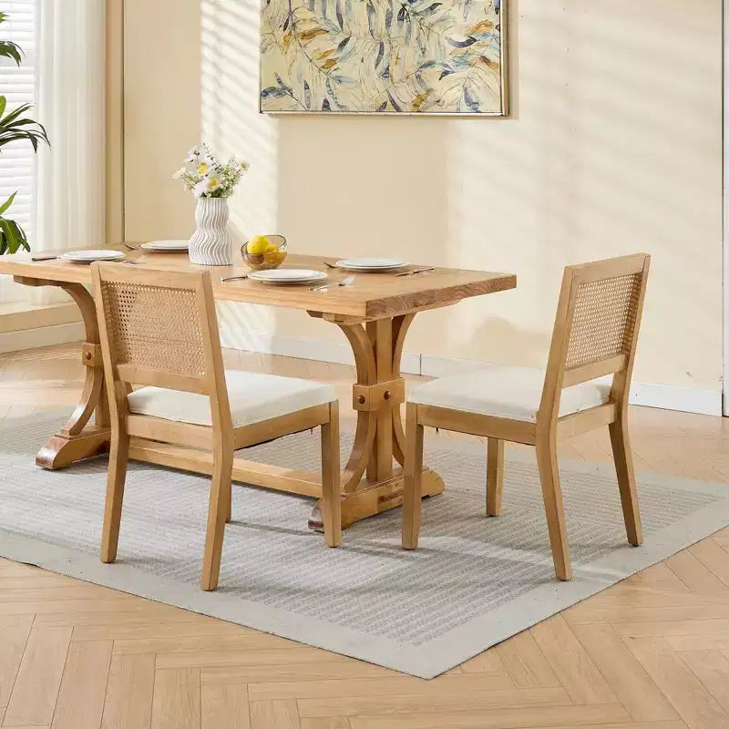 MAYEERTY Sedie da pranzo decorazione francese - Stile Luigi, schienale quadrato, struttura in legno massello intagliato, set da 2