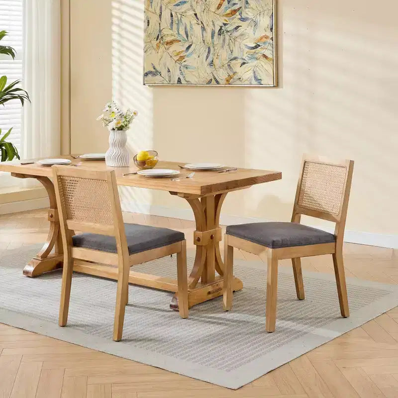 MAYEERTY Sedie da pranzo decorazione francese - Stile Luigi, schienale quadrato, struttura in legno massello intagliato, set da 2