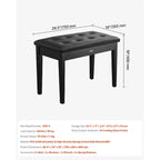 VEVOR Panchina per Pianoforte, 75 x 35 x 48 cm, Sedia per Pianoforte/Tastiera a Due Posti con Cuscino Imbottito ad Alta Densità, Vano Portaoggetti per Spartiti Musicali, Nero