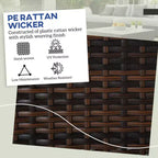 2 Pouf Ottomani da Esterno in Vimini con Cuscini, Poggiapiedi e Tavolino in Rattan per Patio, Piscina
