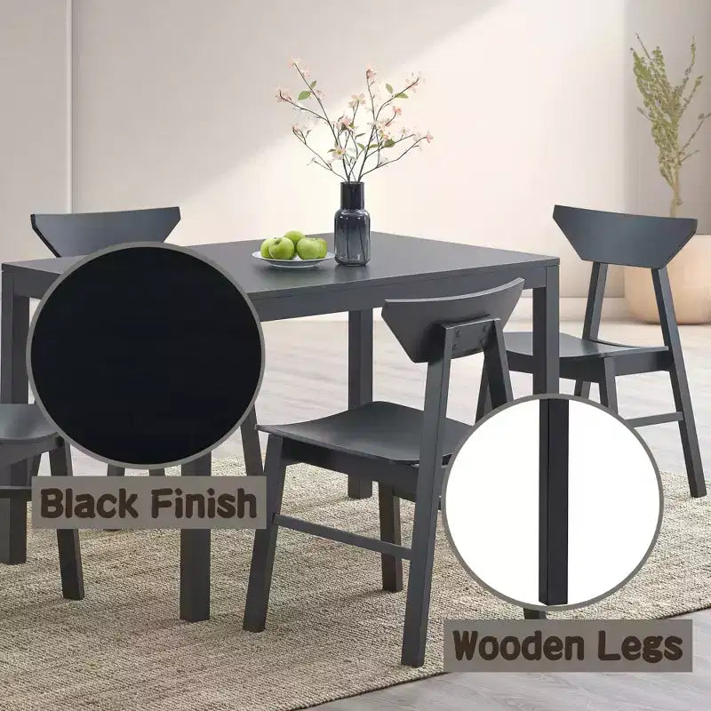 GDFStudio Ottilie, set da pranzo di 5 pezzi in legno con tavolo rettangolare e 4 sedie