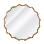 PexFix Specchio decorativo da parete moderno rustico, con cornice rotonda ondulata in legno massiccio, da 30", per camera da letto, bagno, soggiorno, ingresso, legno naturale