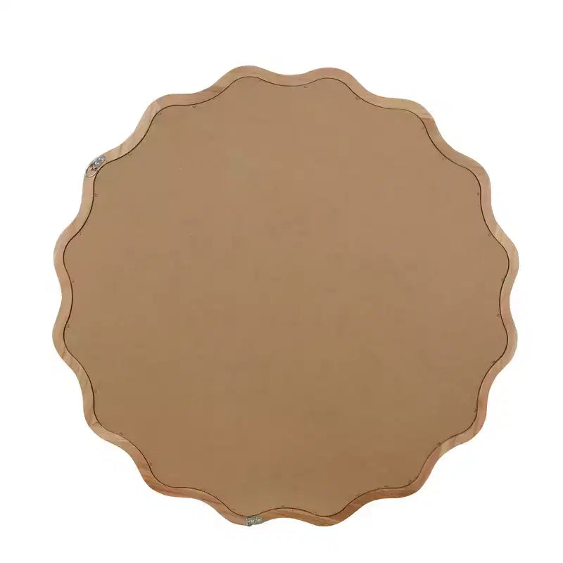PexFix Specchio decorativo da parete moderno rustico, con cornice rotonda ondulata in legno massiccio, da 30", per camera da letto, bagno, soggiorno, ingresso, legno naturale