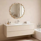 PexFix Specchio decorativo da parete moderno rustico, con cornice rotonda ondulata in legno massiccio, da 30", per camera da letto, bagno, soggiorno, ingresso, legno naturale