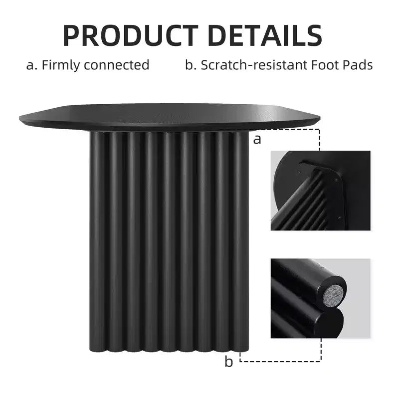 PexFix 79 Tavolo da pranzo ovale per 6-8 persone, tavolo da cucina in legno con piano antigraffio e gambe a righe, stile moderno rustico per soggiorno e cucina, nero