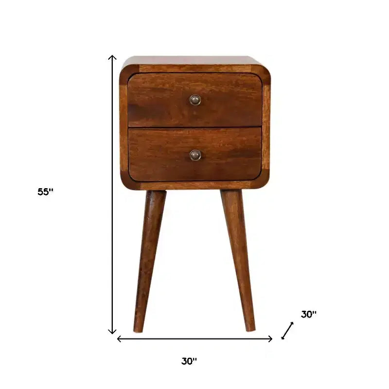 Comodino HomeRoots 22 in legno massiccio marrone con due cassetti