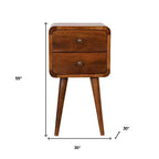 Comodino HomeRoots 22 in legno massiccio marrone con due cassetti